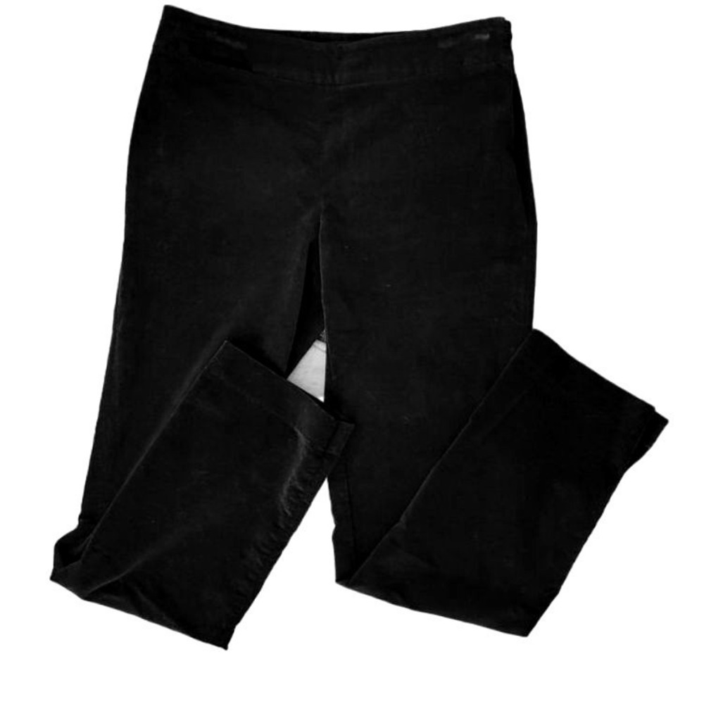 Talbots Petites 2P Black Velvet Classic Side Zip StraightLeg Pant Trouser Office